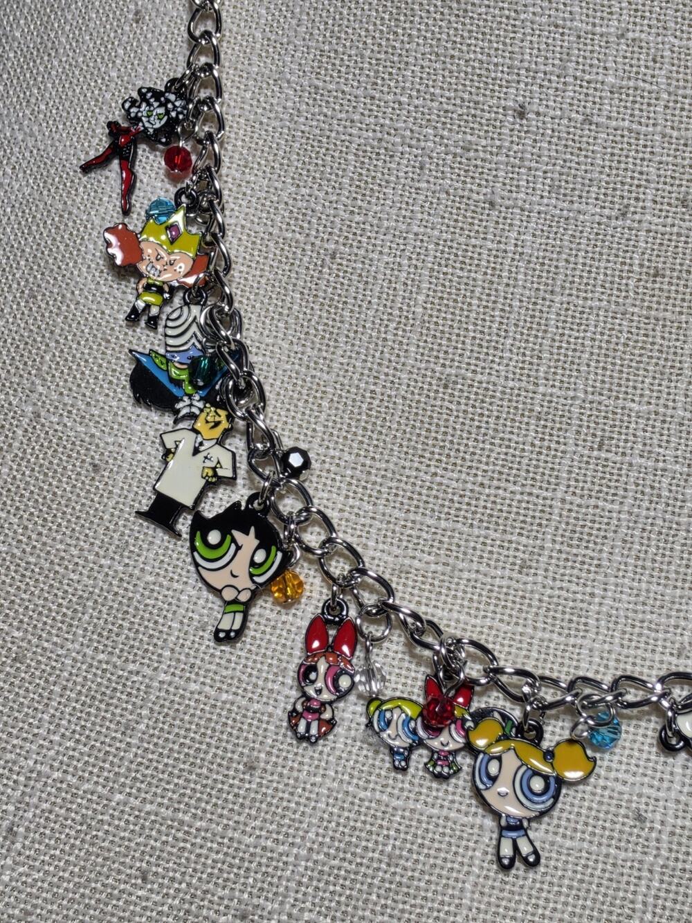 The Powerpuff Girls Y2K Necklace Charm Cartoon Network Vtg Htf Retro Chained
